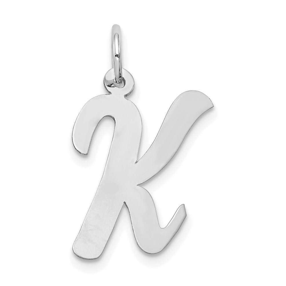 14k White Gold, Madison Collection LG Classic Script Initial K Pendant
