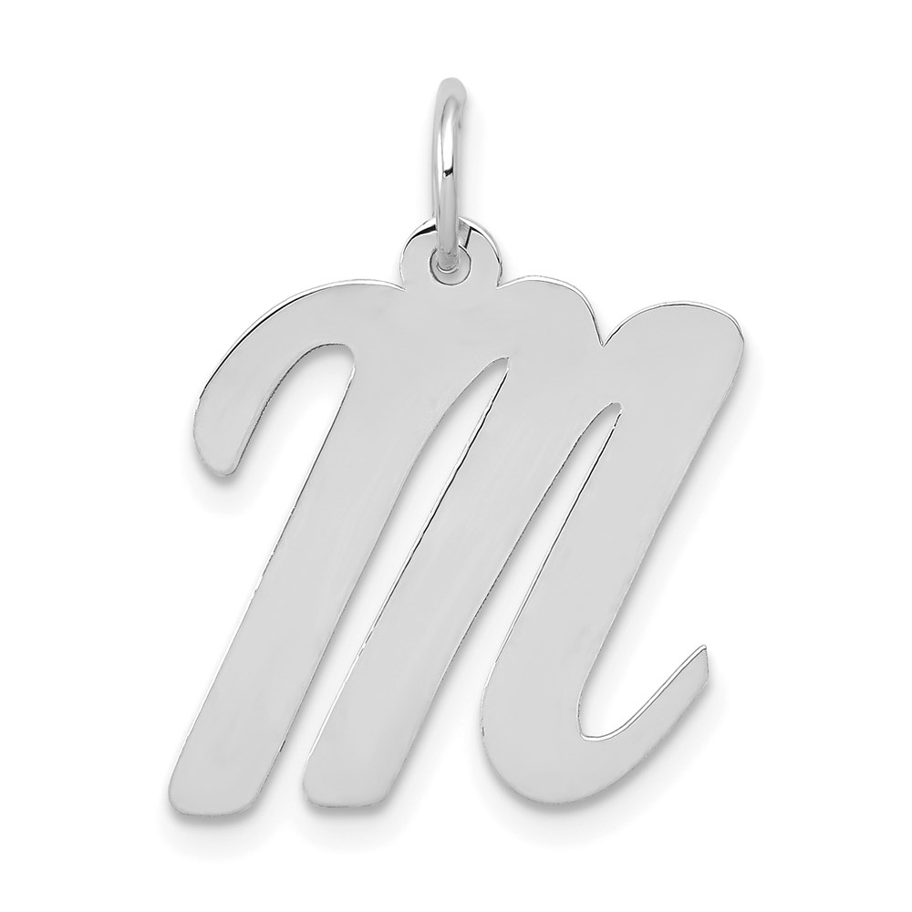14k White Gold, Madison Collection LG Classic Script Initial Pendant