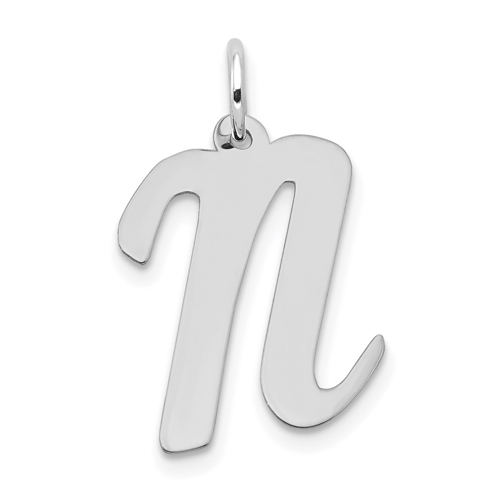 14k White Gold, Madison Collection LG Classic Script Initial N Pendant