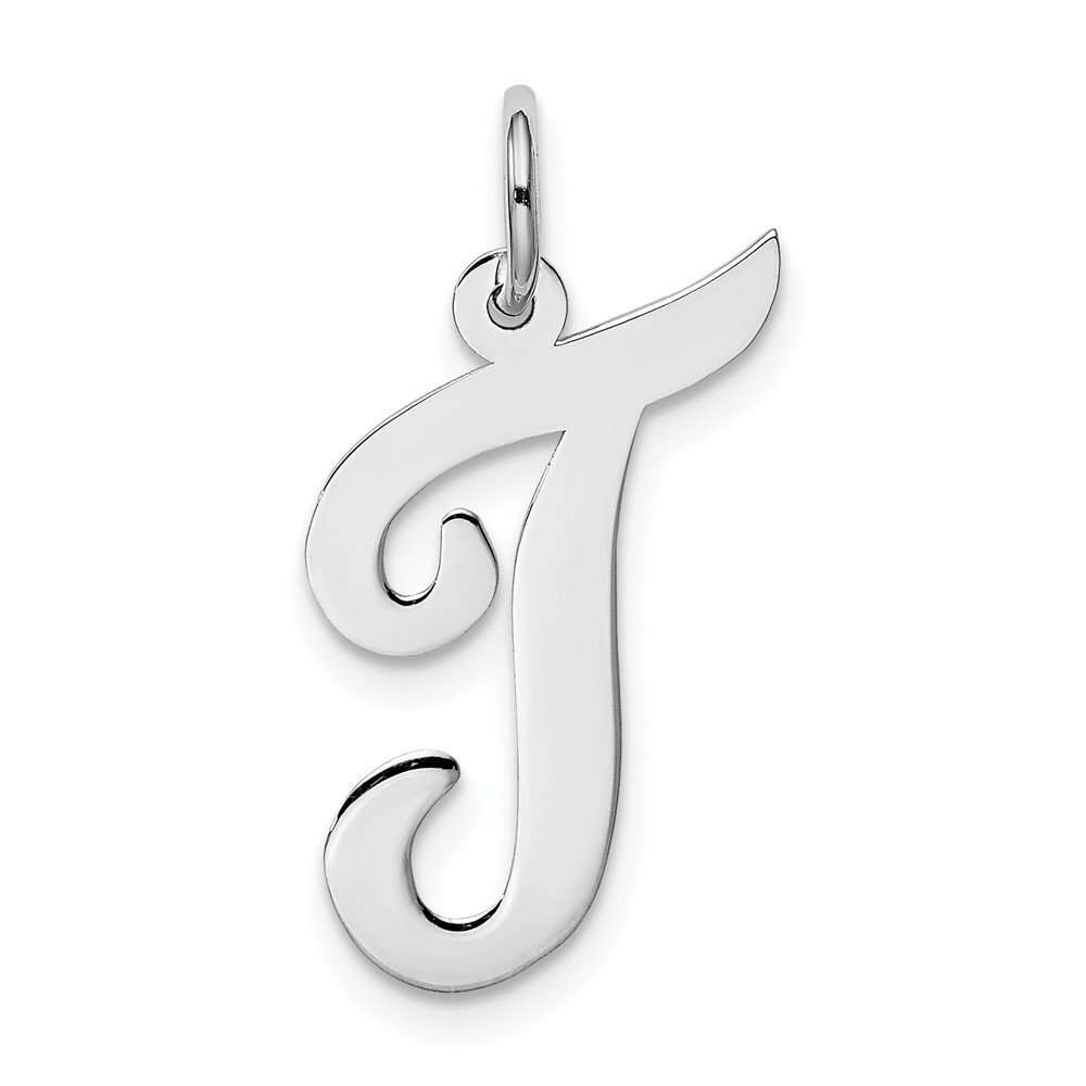 14k White Gold, Madison Collection LG Classic Script Initial T Pendant