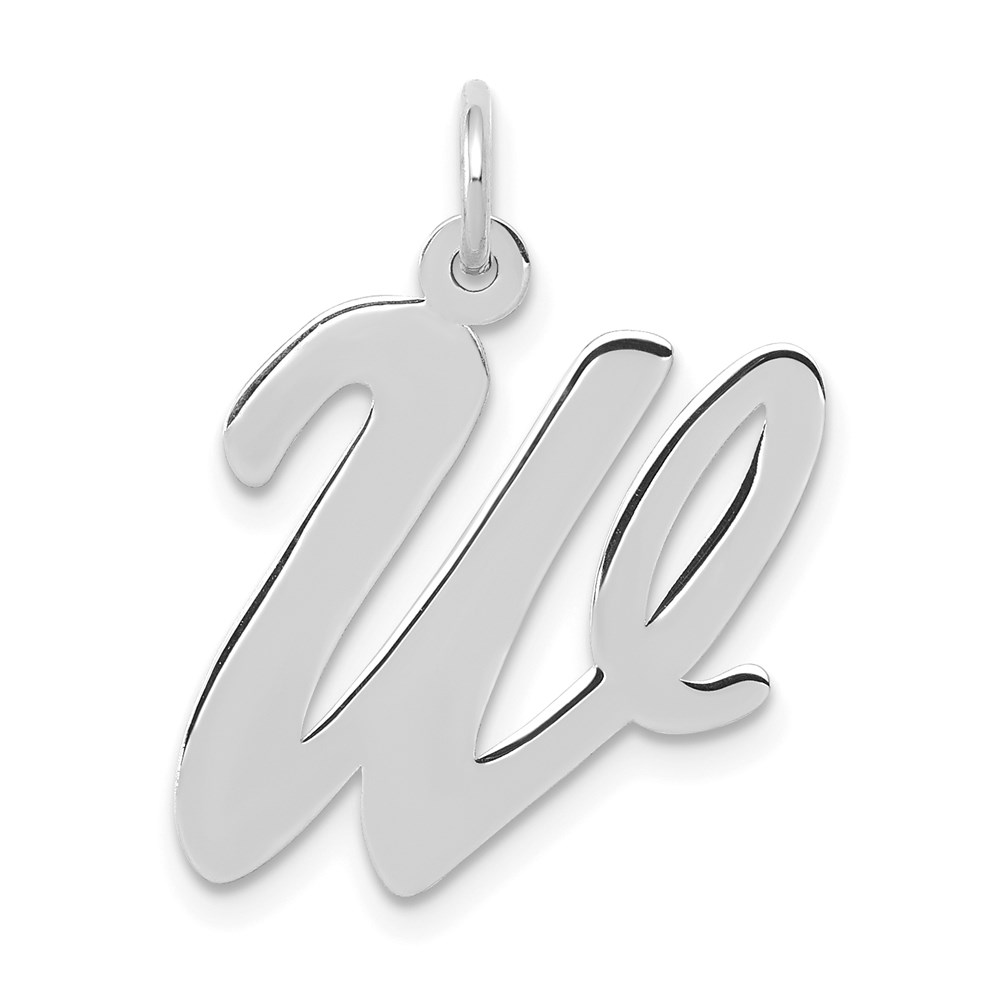 14k White Gold, Madison Collection LG Classic Script Initial W Pendant