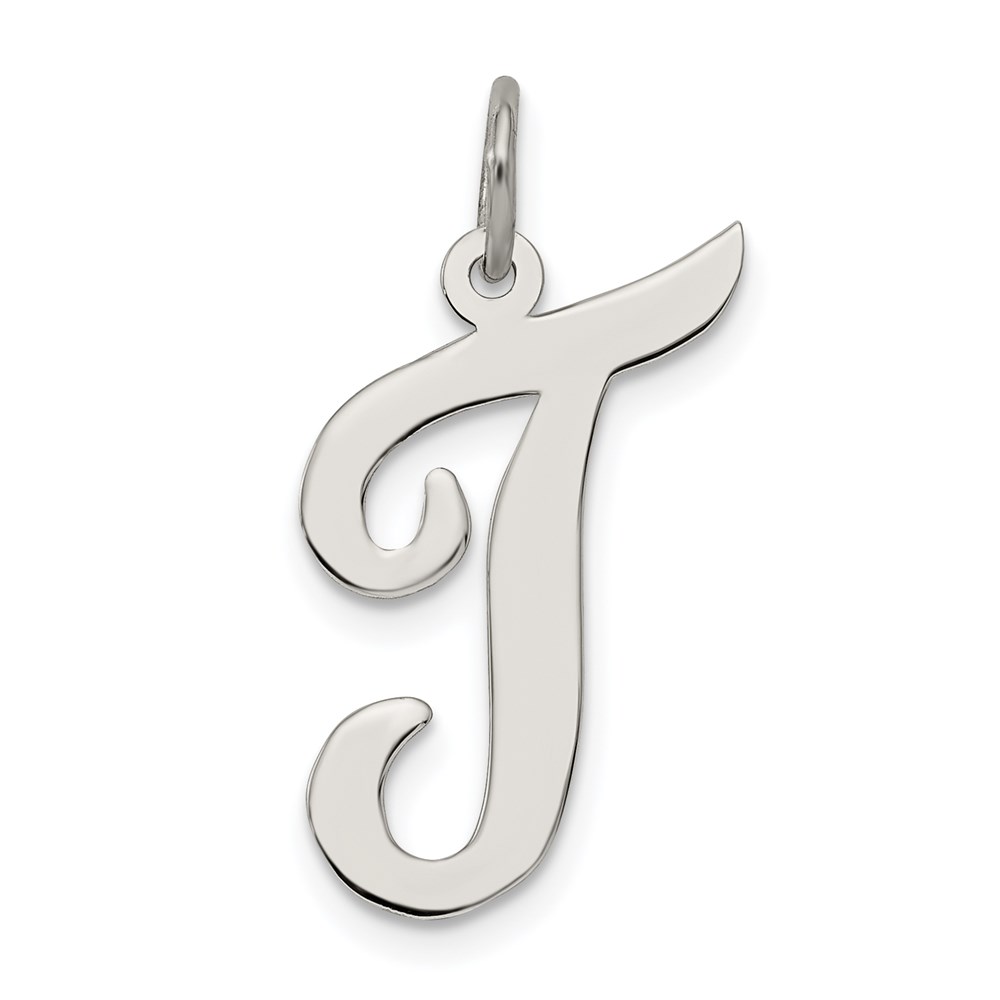 Sterling Silver Madison Collection LG Classic Script Initial T Pendant
