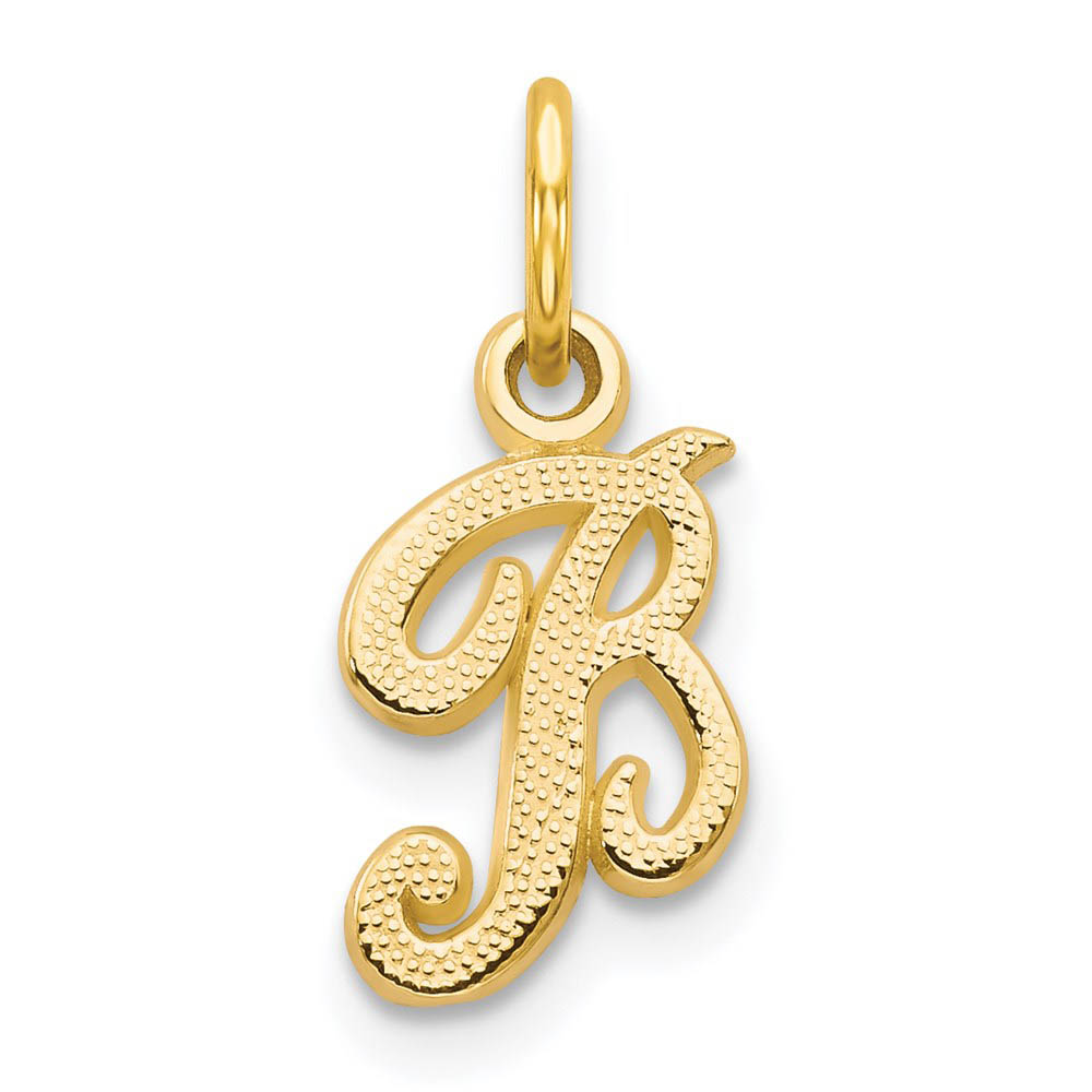 The Sadie 14k Yellow Gold Mini Satin Script Initial Charm, Letter B