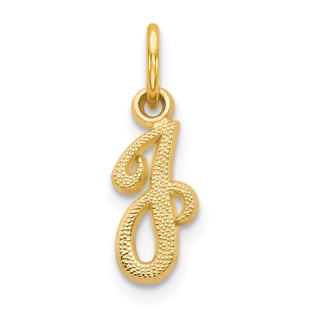 The Sadie 14k Yellow Gold Mini Satin Script Initial Charm, Letter J