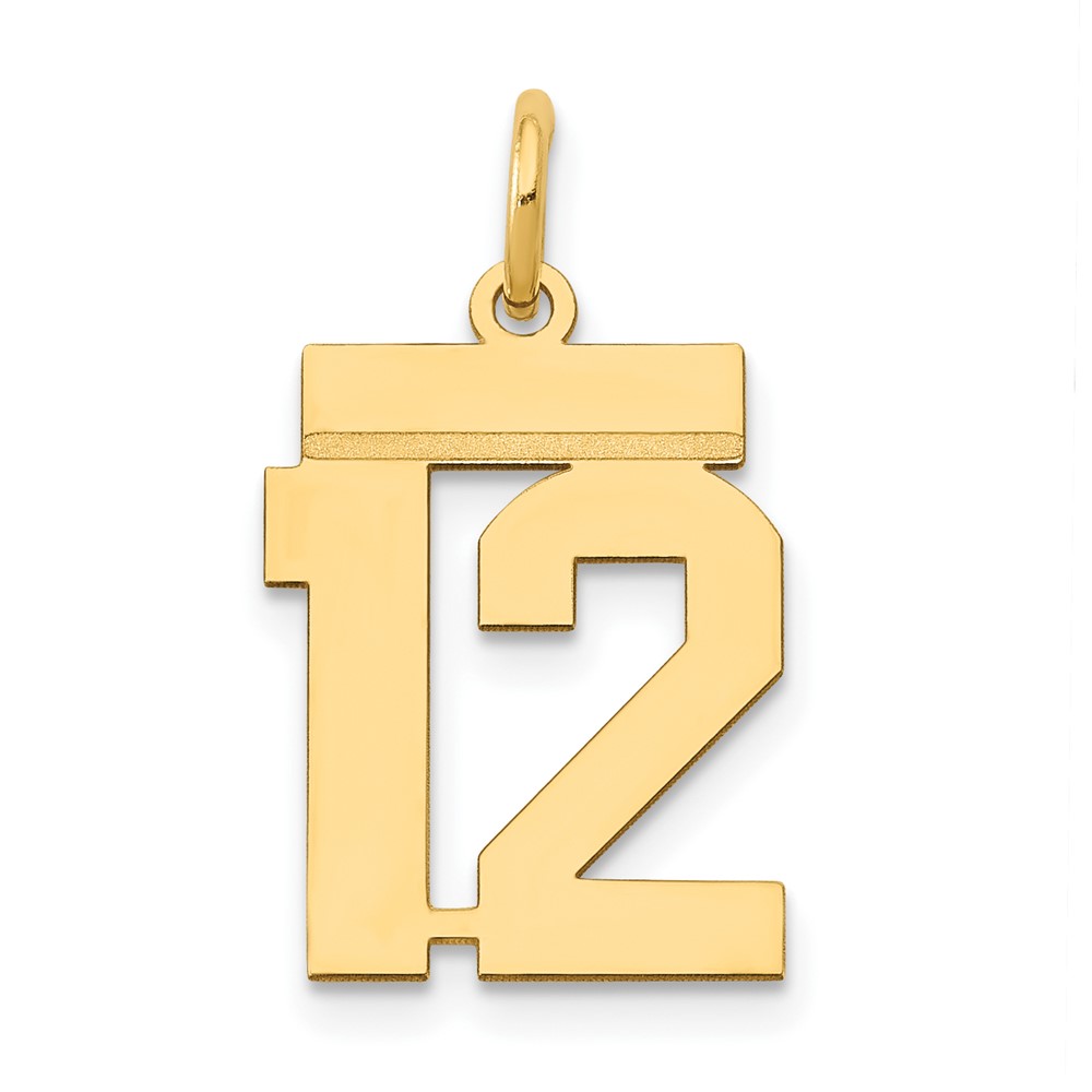 14k Yellow Gold, Athletic Collection, Polished Number 12 Pendant