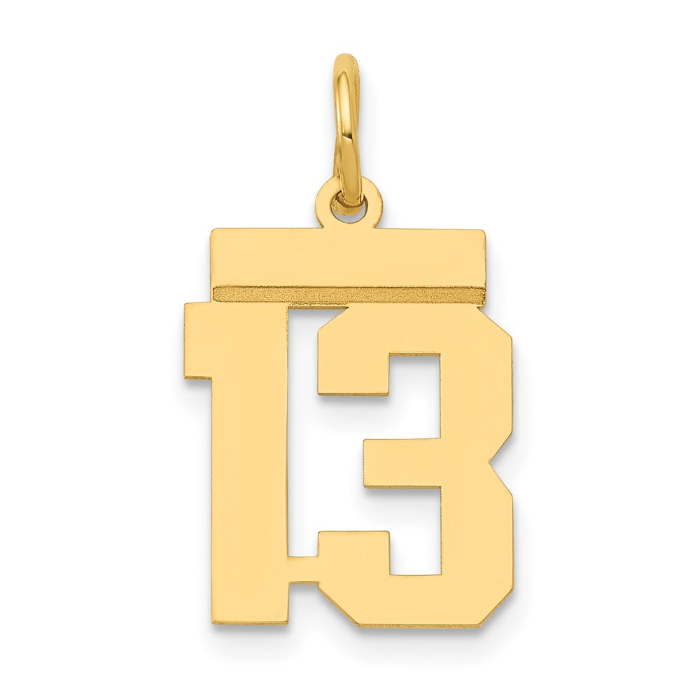 14k Yellow Gold, Athletic Collection, Polished Number 13 Pendant