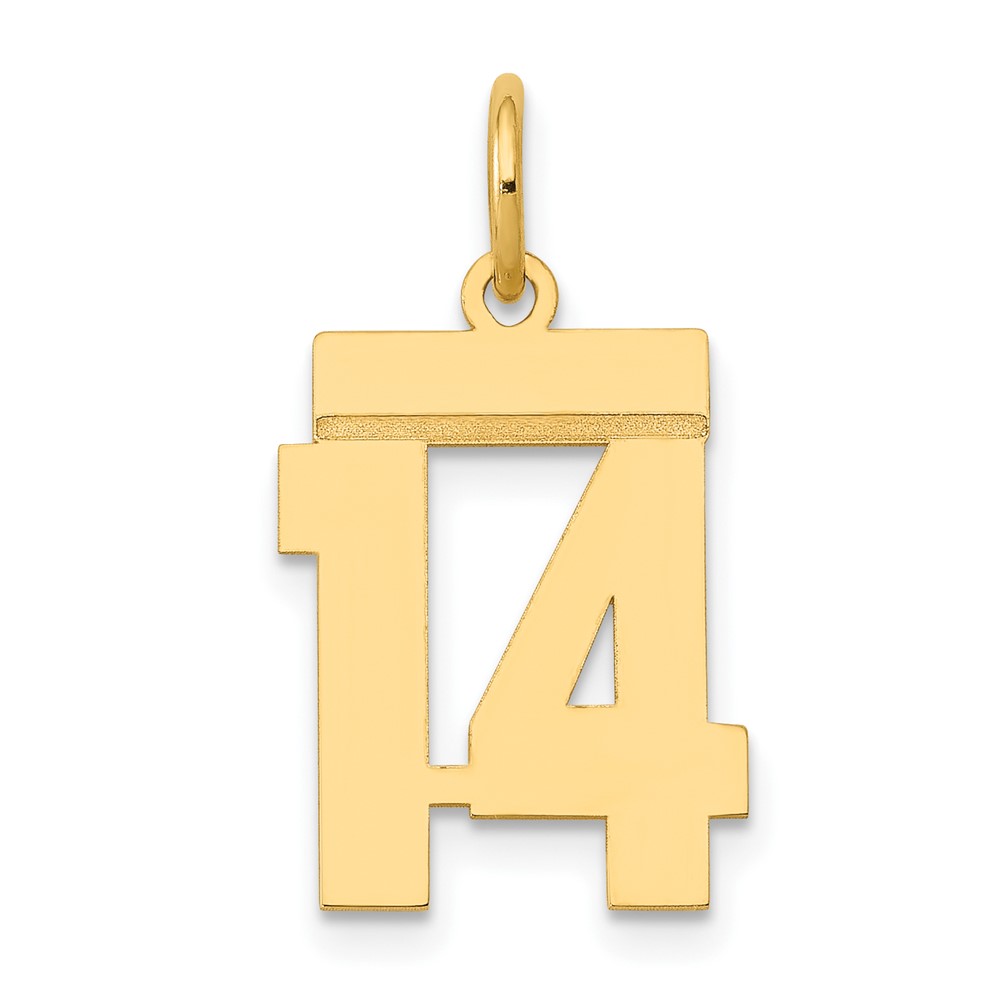 14k Yellow Gold, Athletic Collection, Polished Number 14 Pendant