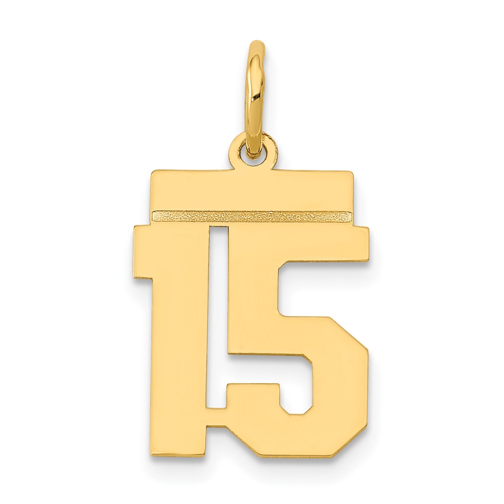14k Yellow Gold, Athletic Collection, Polished Number 15 Pendant