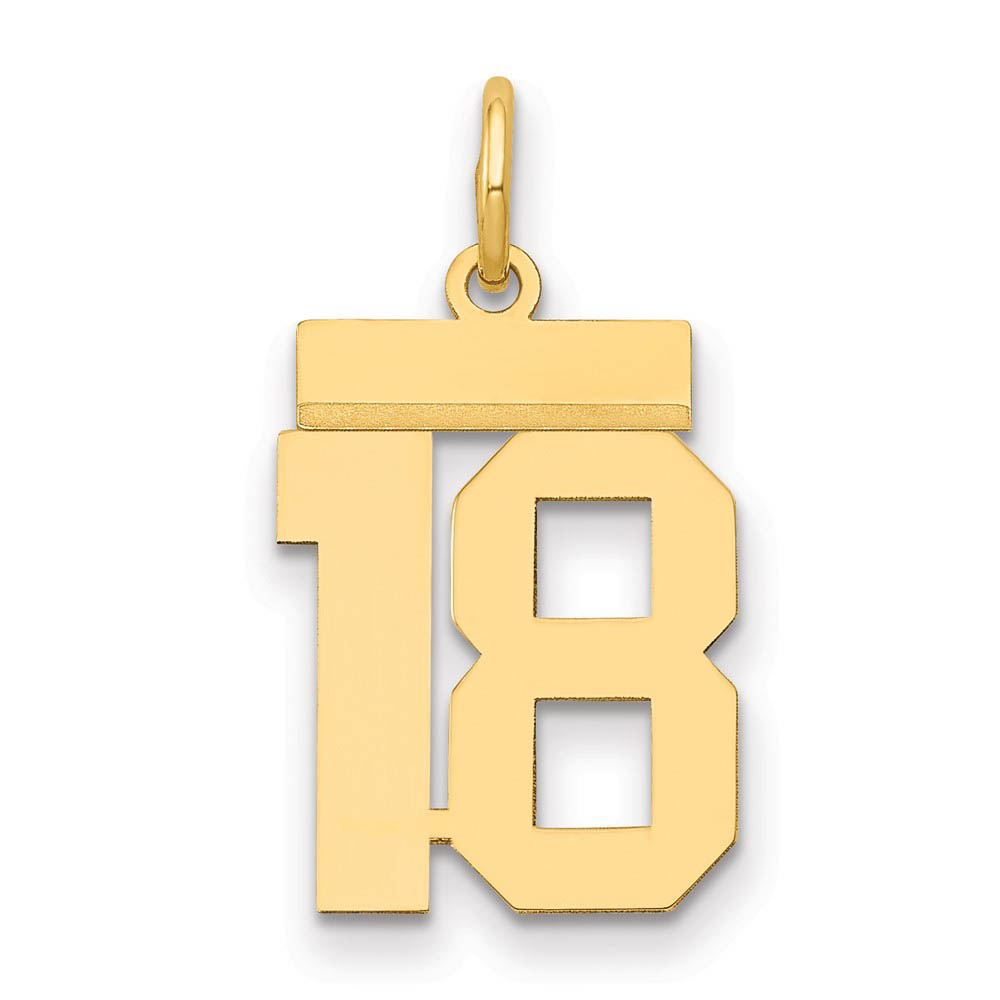 14k Yellow Gold, Athletic Collection, Polished Number 18 Pendant