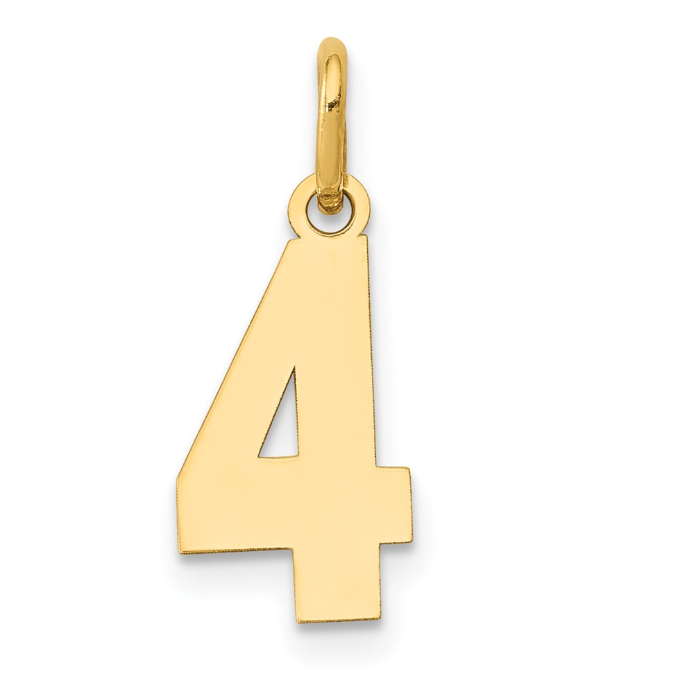 14k Yellow Gold, Athletic Collection, Polished Number 4 Pendant
