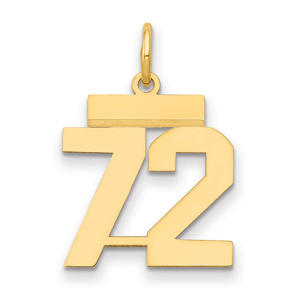 14k Yellow Gold, Athletic Collection, Polished Number 72 Pendant