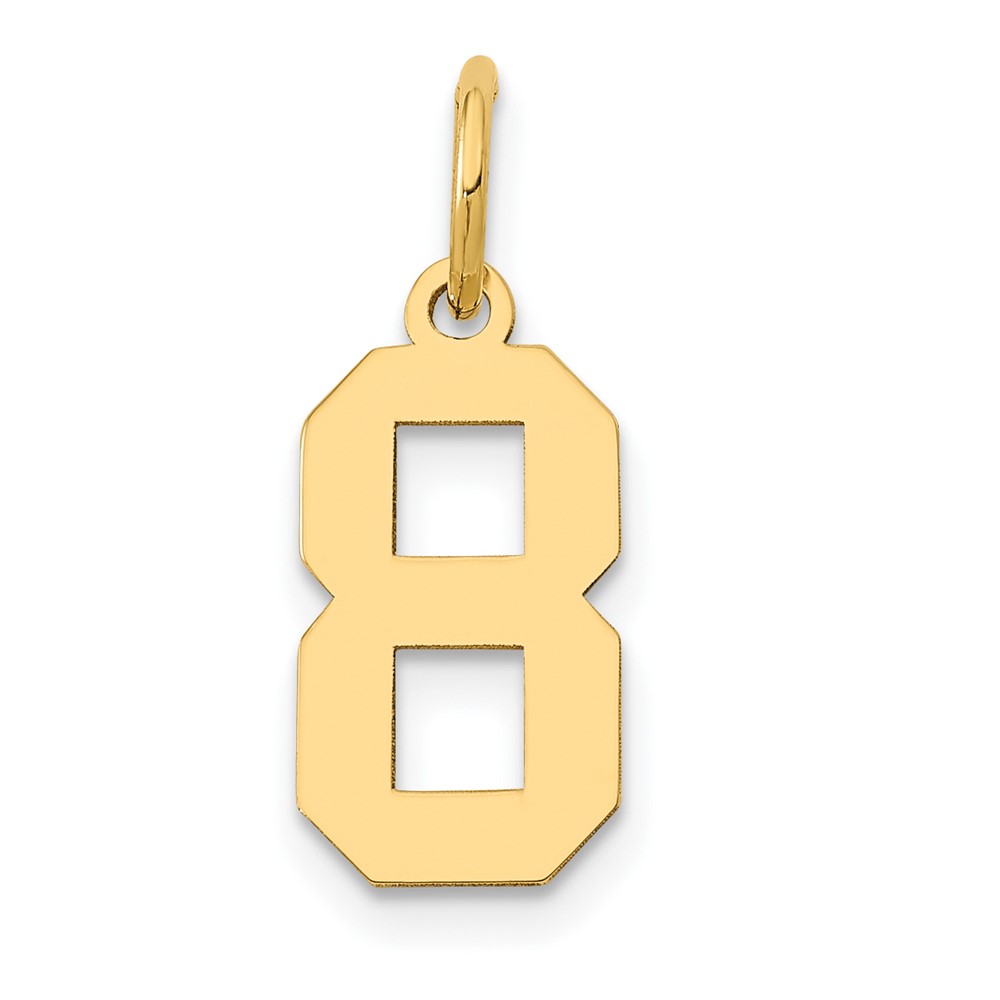 14k Yellow Gold, Athletic Collection, Polished Number 8 Pendant