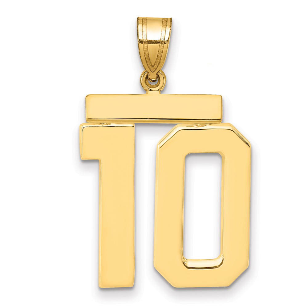14k Yellow Gold, Athletic Collection, Polished Number 10 Pendant