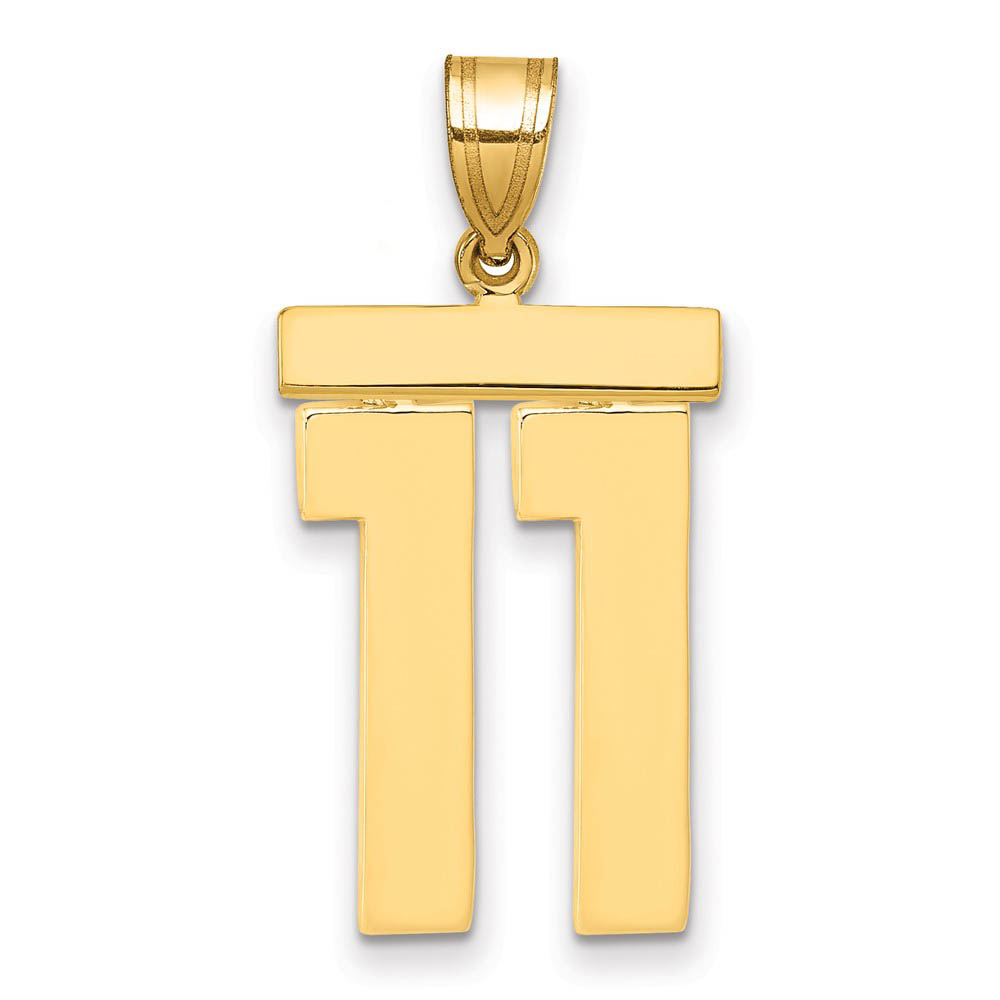 14k Yellow Gold, Athletic Collection, Polished Number 11 Pendant