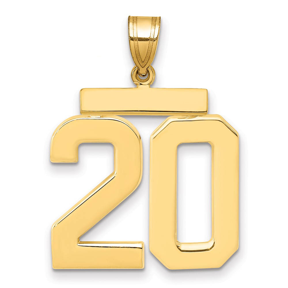 14k Yellow Gold, Athletic Collection, Polished Number 20 Pendant