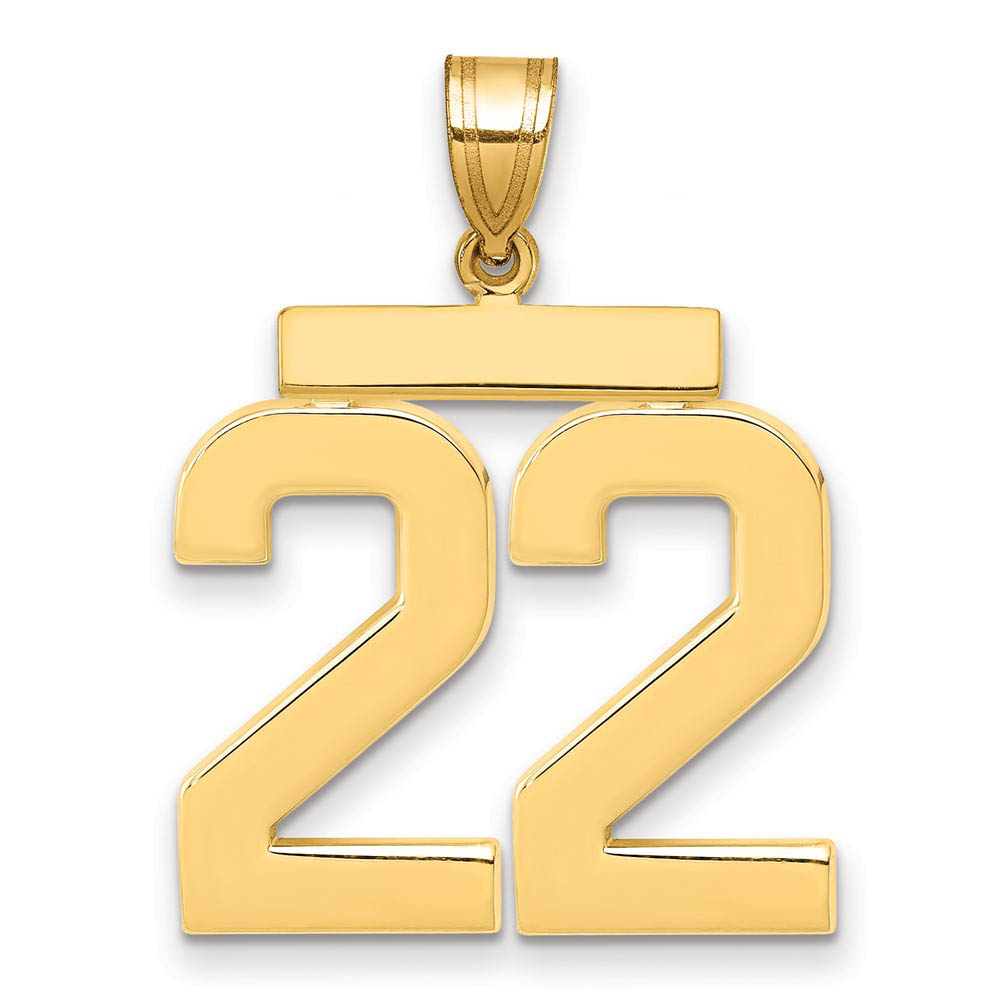 14k Yellow Gold, Athletic Collection, Polished Number 22 Pendant