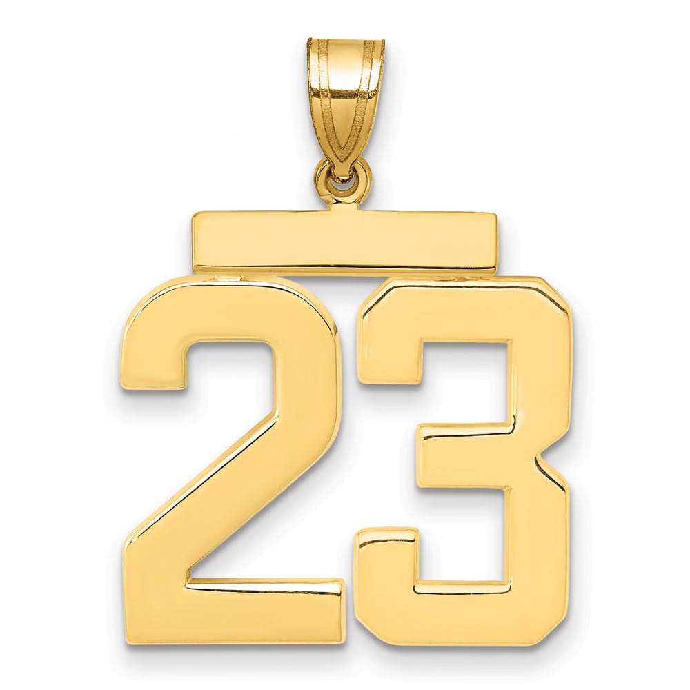 14k Yellow Gold, Athletic Collection, Polished Number 23 Pendant