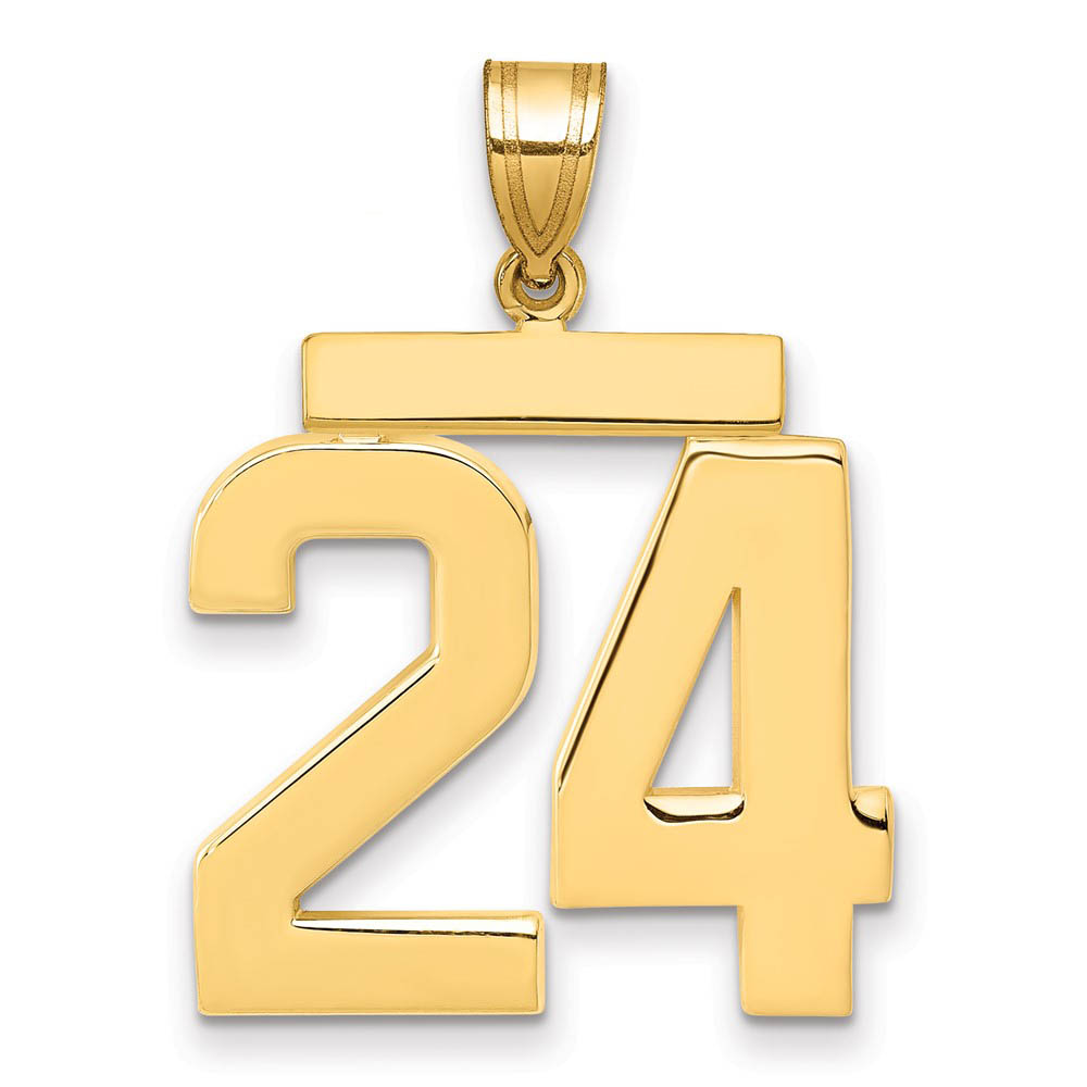 14k Yellow Gold, Athletic Collection, Polished Number 24 Pendant