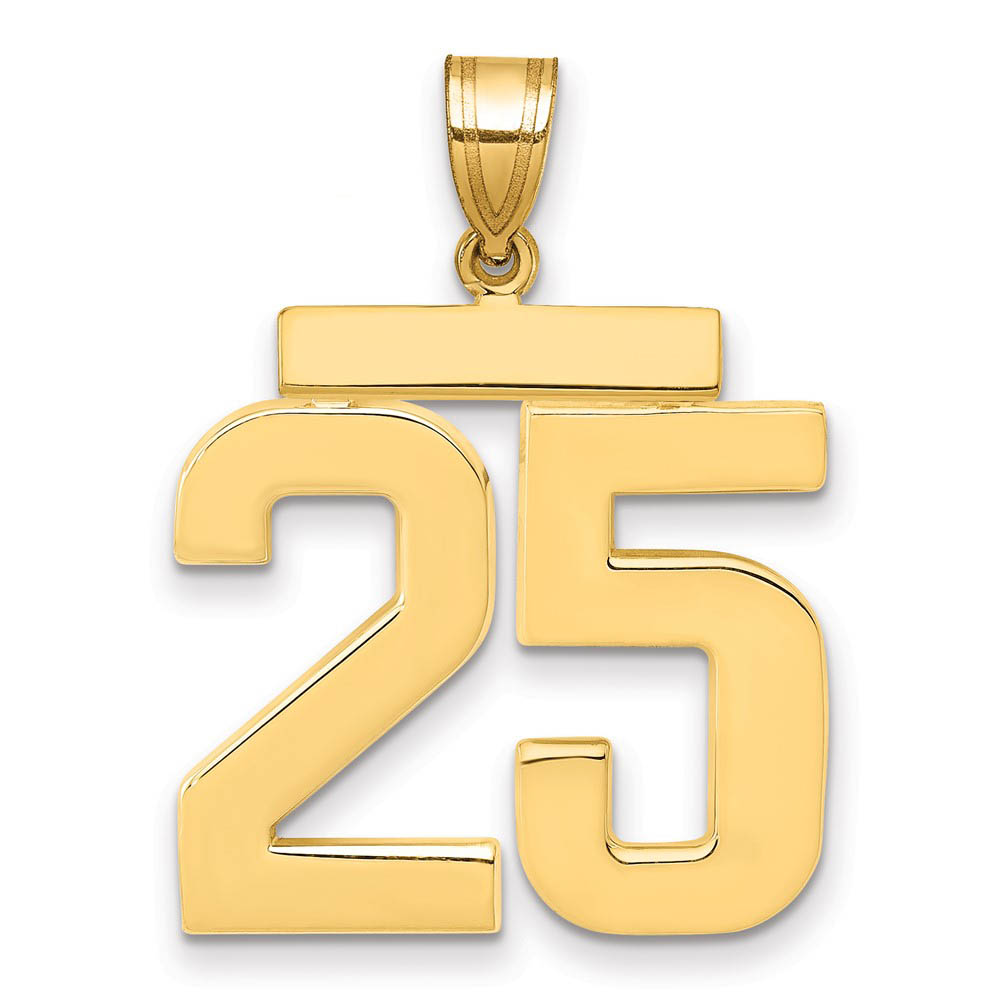 14k Yellow Gold, Athletic Collection, Polished Number 25 Pendant