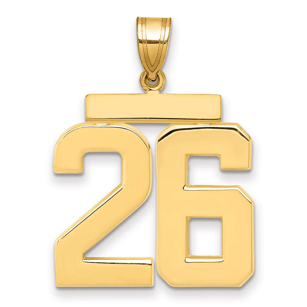 14k Yellow Gold, Athletic Collection, Polished Number 26 Pendant