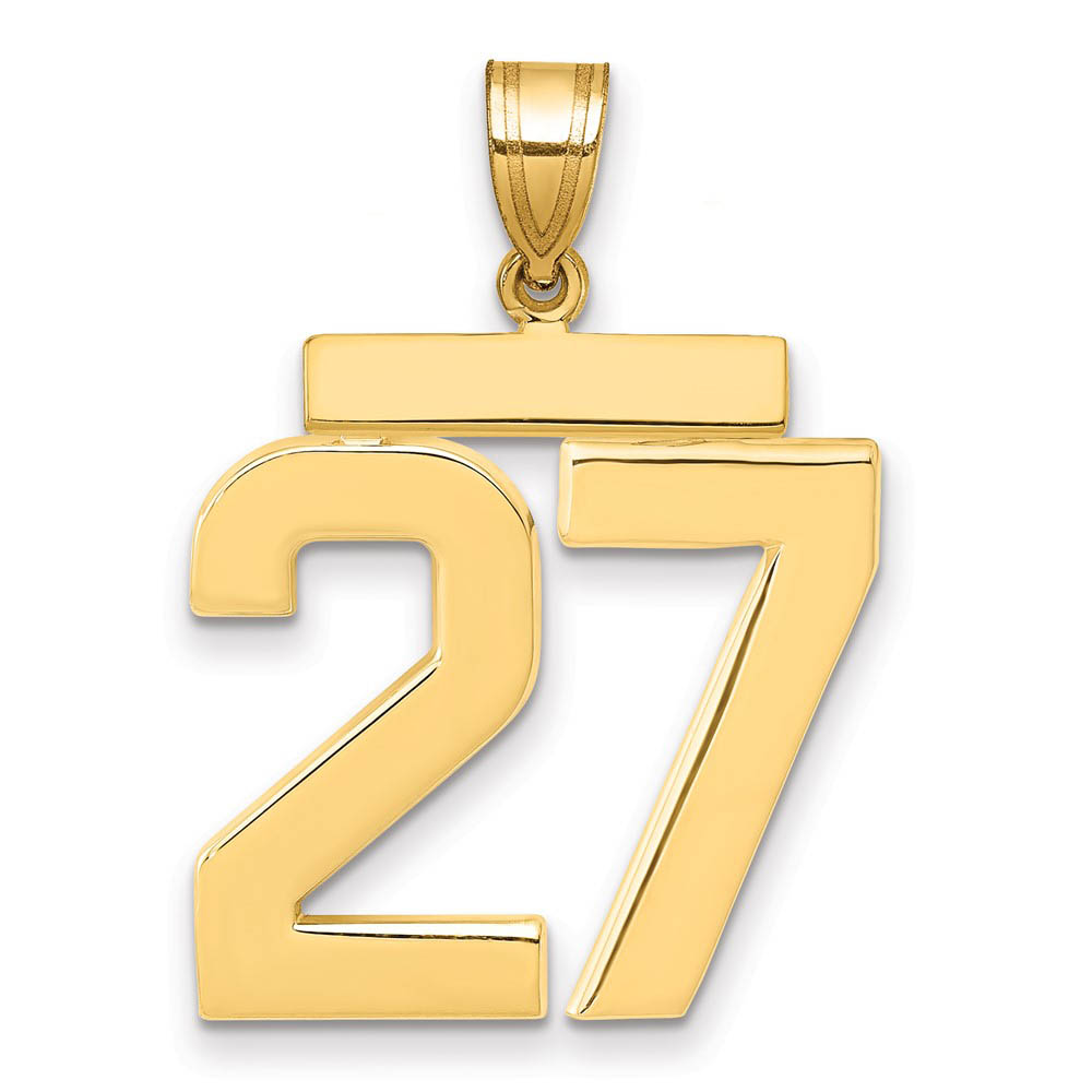 14k Yellow Gold, Athletic Collection, Polished Number 27 Pendant
