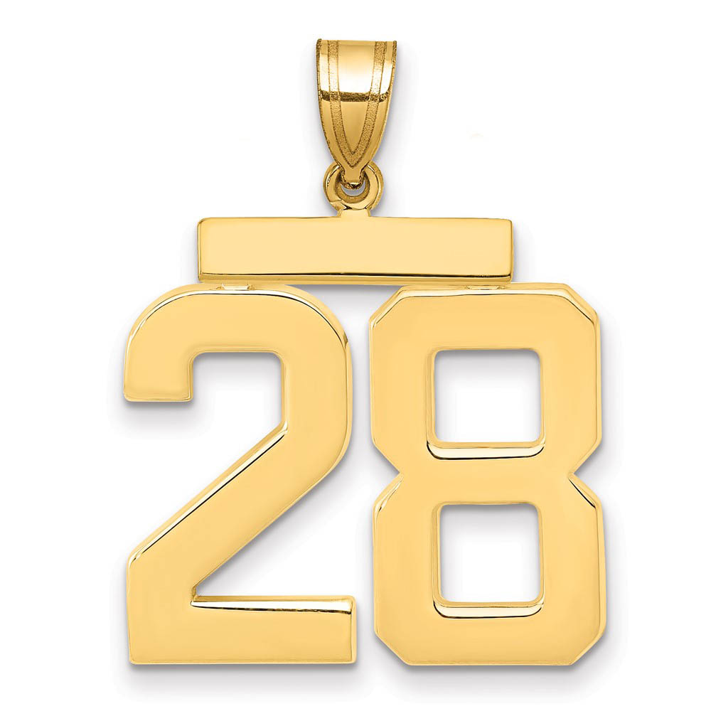 14k Yellow Gold, Athletic Collection, Polished Number 28 Pendant