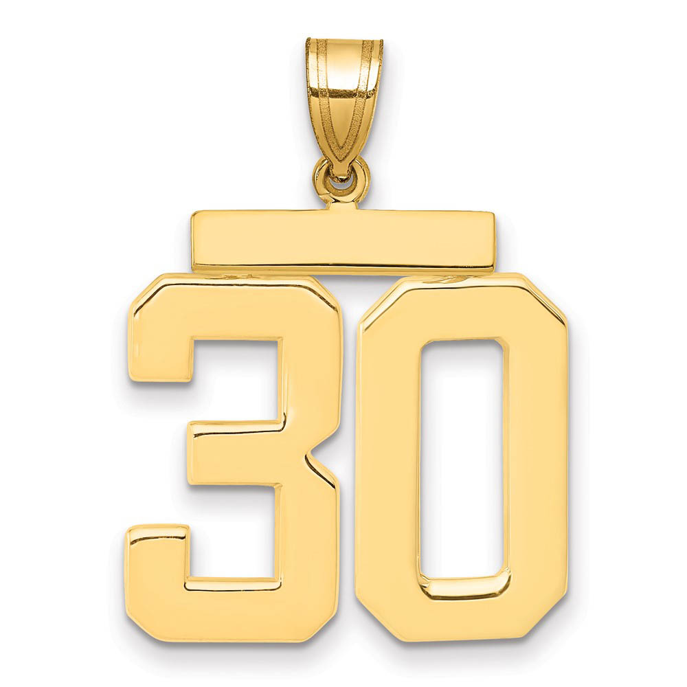 14k Yellow Gold, Athletic Collection, Polished Number 30 Pendant