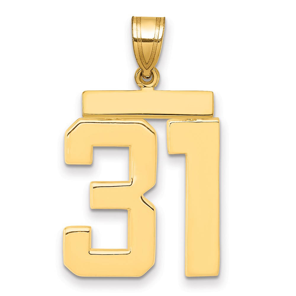 14k Yellow Gold, Athletic Collection, Polished Number 31 Pendant