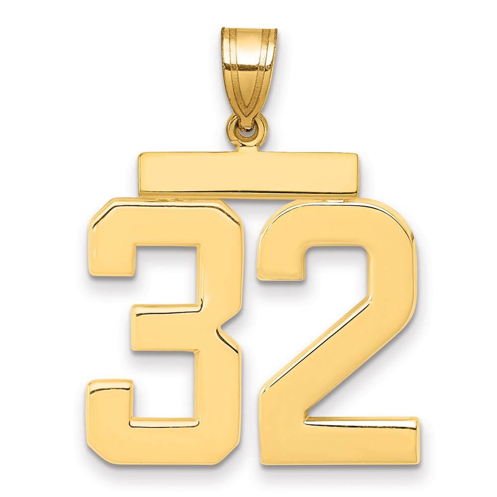 14k Yellow Gold, Athletic Collection, Polished Number 32 Pendant