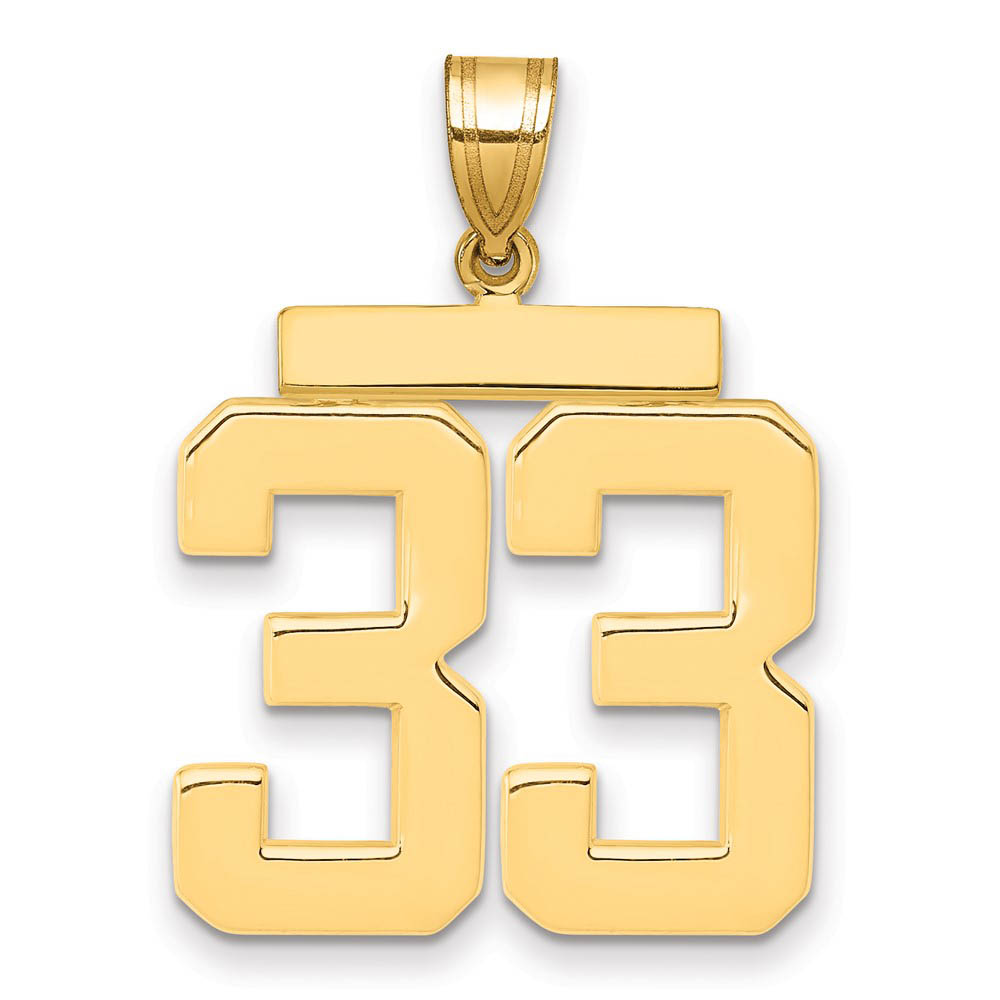 14k Yellow Gold, Athletic Collection, Polished Number 33 Pendant