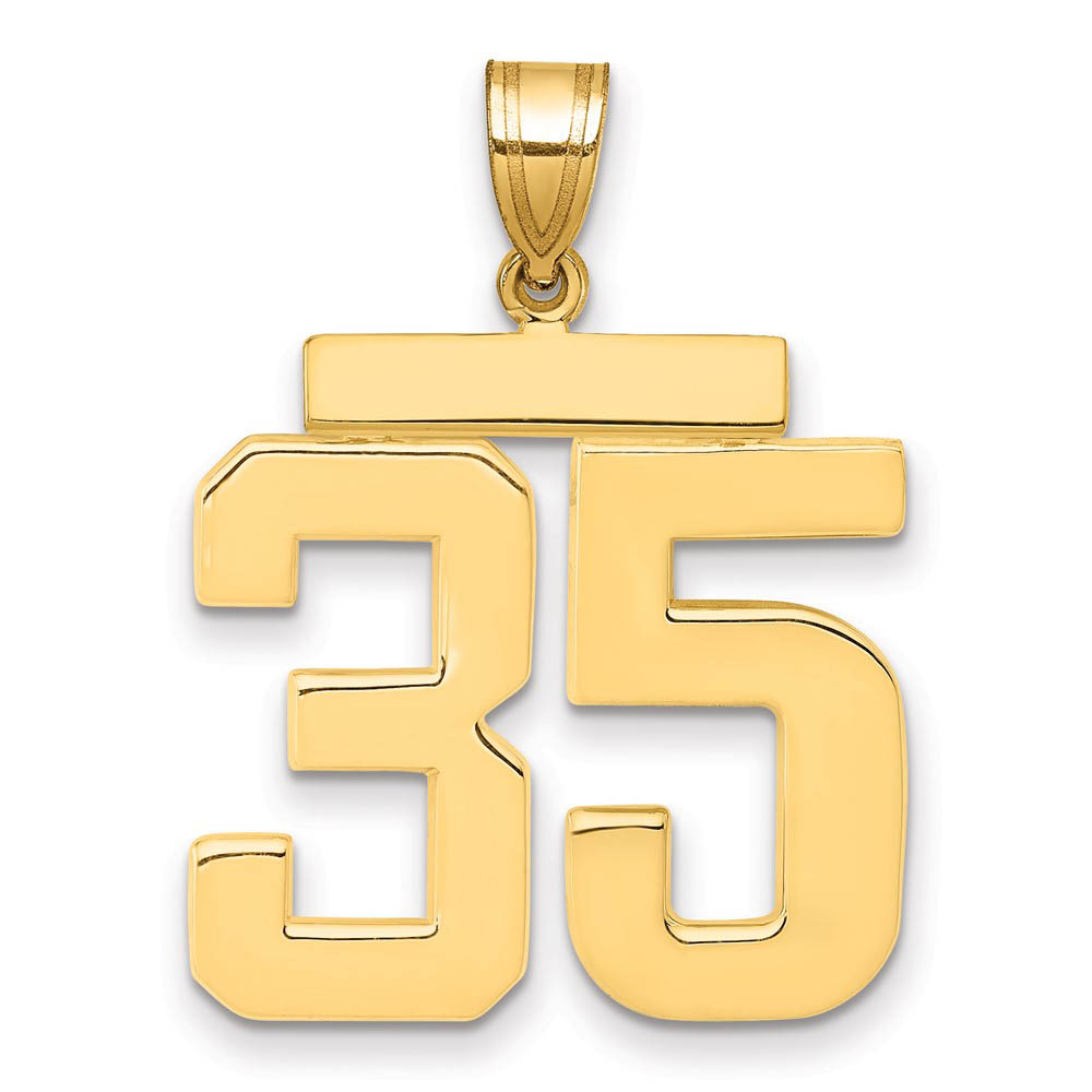 14k Yellow Gold, Athletic Collection, Polished Number 35 Pendant