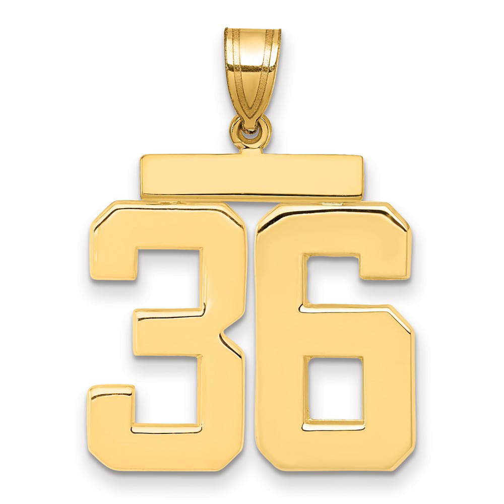 14k Yellow Gold, Athletic Collection, Polished Number 36 Pendant
