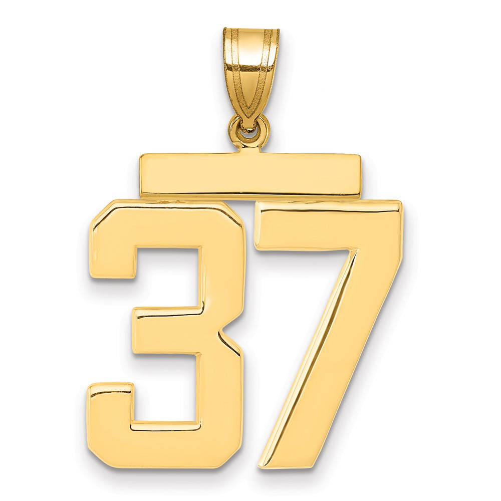 14k Yellow Gold, Athletic Collection, Polished Number 37 Pendant
