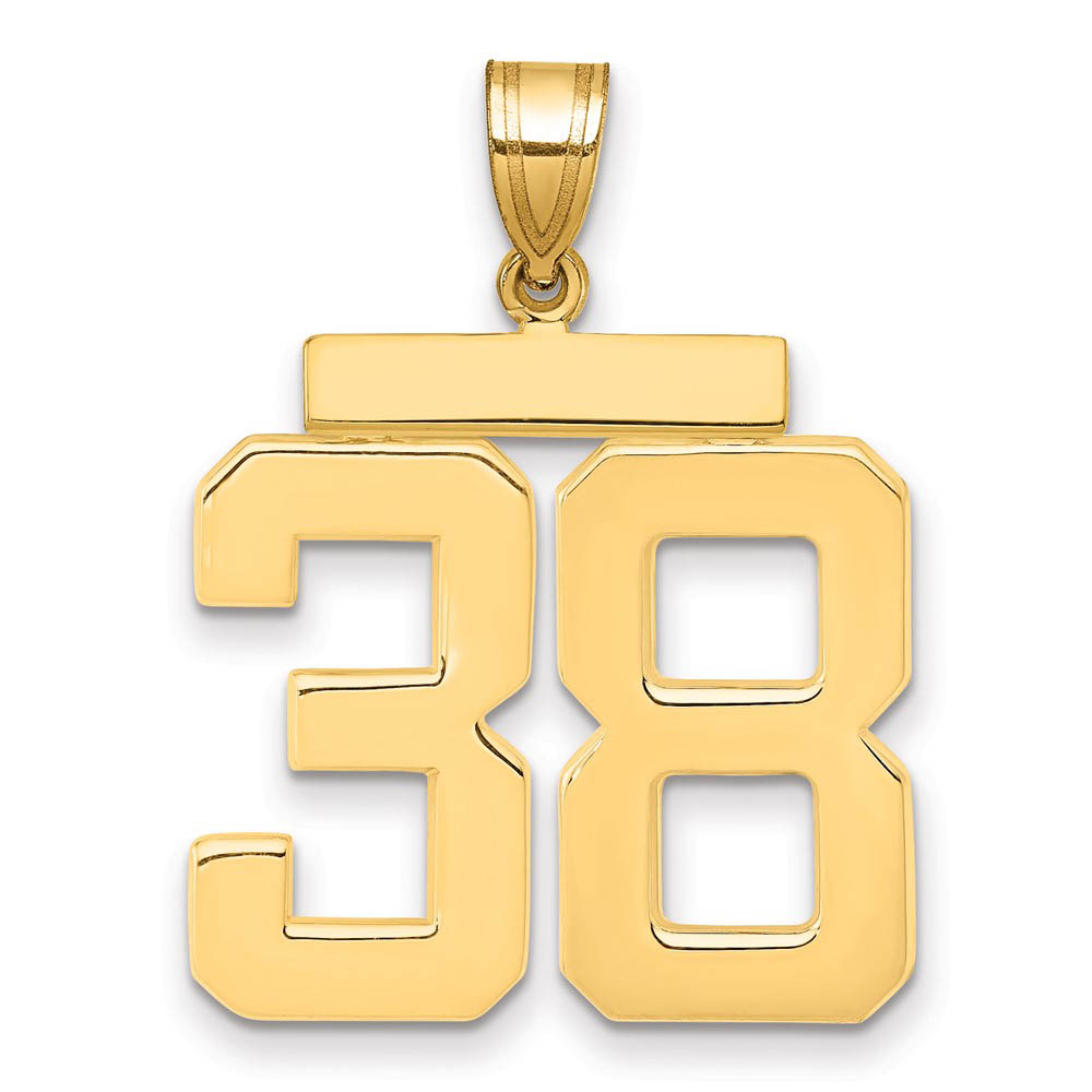 14k Yellow Gold, Athletic Collection, Polished Number 38 Pendant