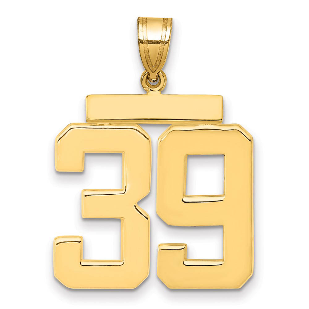 14k Yellow Gold, Athletic Collection, Polished Number 39 Pendant