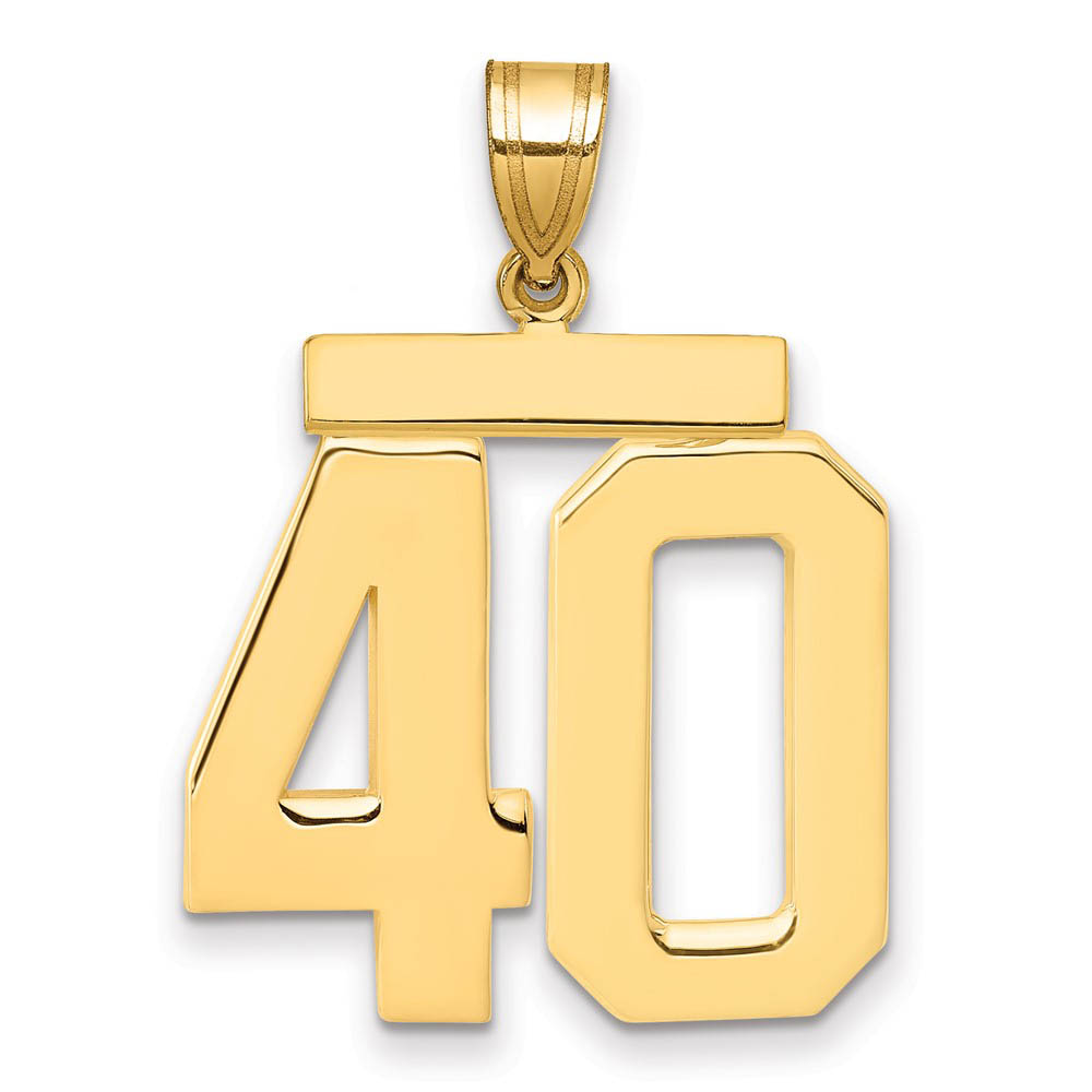 14k Yellow Gold, Athletic Collection, Polished Number 40 Pendant