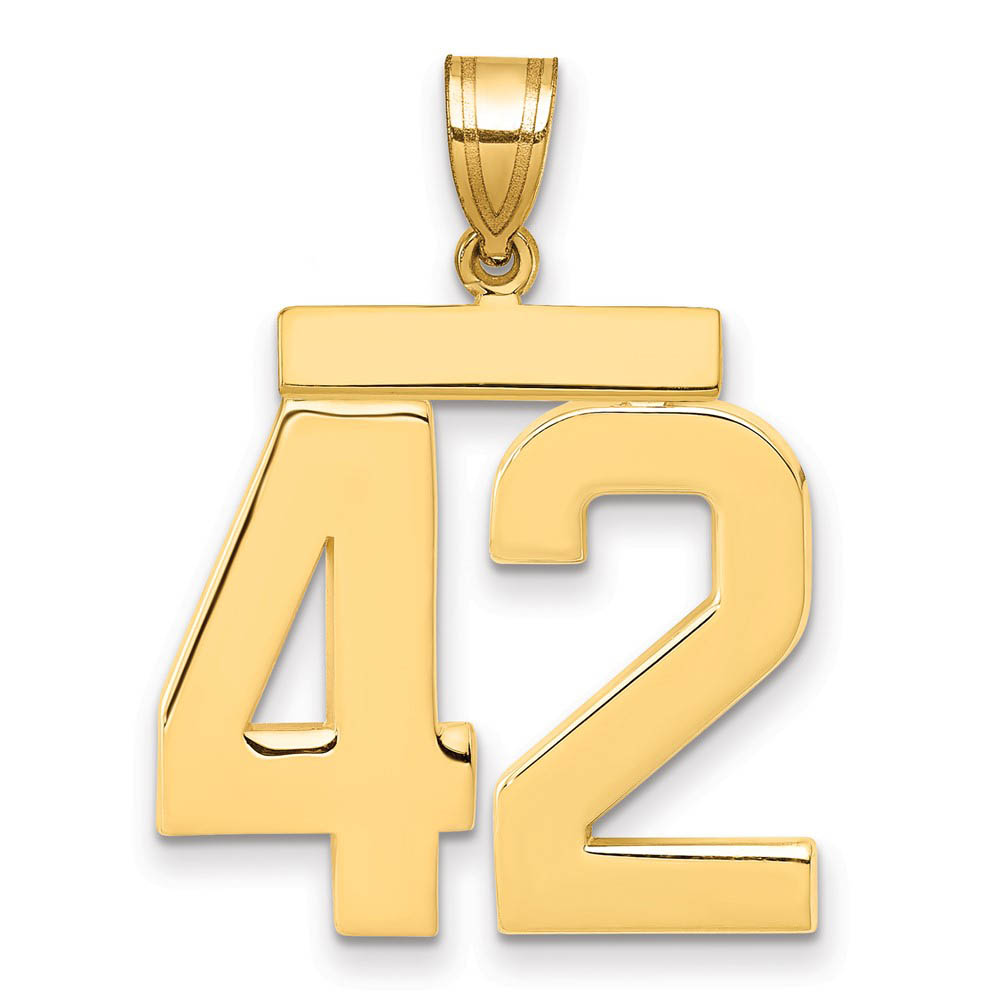14k Yellow Gold, Athletic Collection, Polished Number 42 Pendant