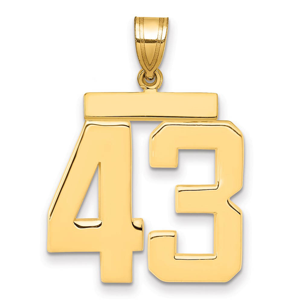 14k Yellow Gold, Athletic Collection, Polished Number 43 Pendant