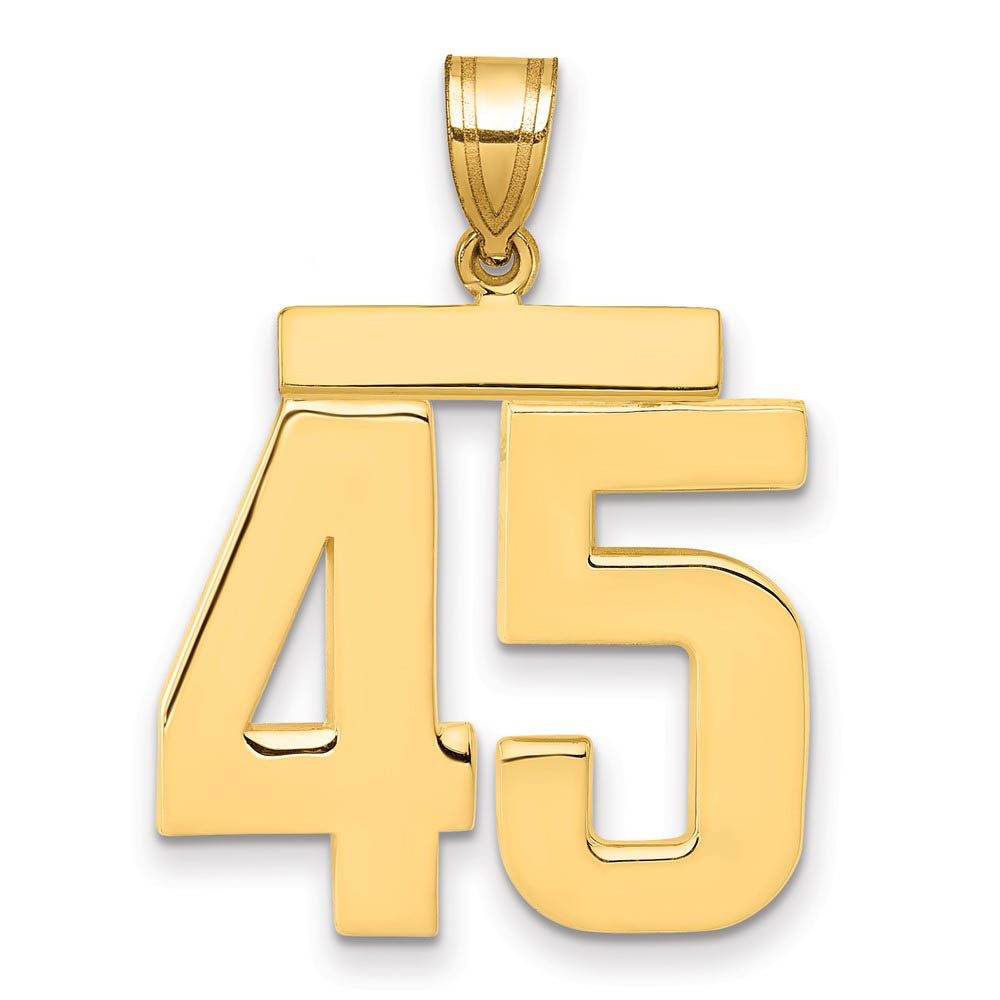14k Yellow Gold, Athletic Collection, Polished Number 45 Pendant