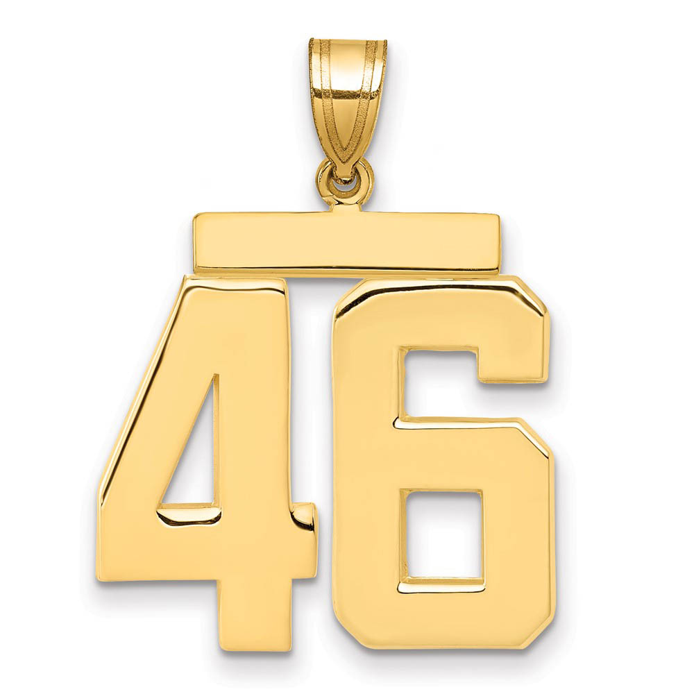 14k Yellow Gold, Athletic Collection, Polished Number 46 Pendant