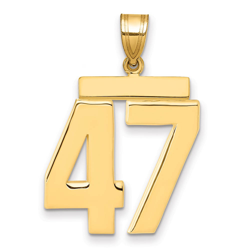 14k Yellow Gold, Athletic Collection, Polished Number 47 Pendant