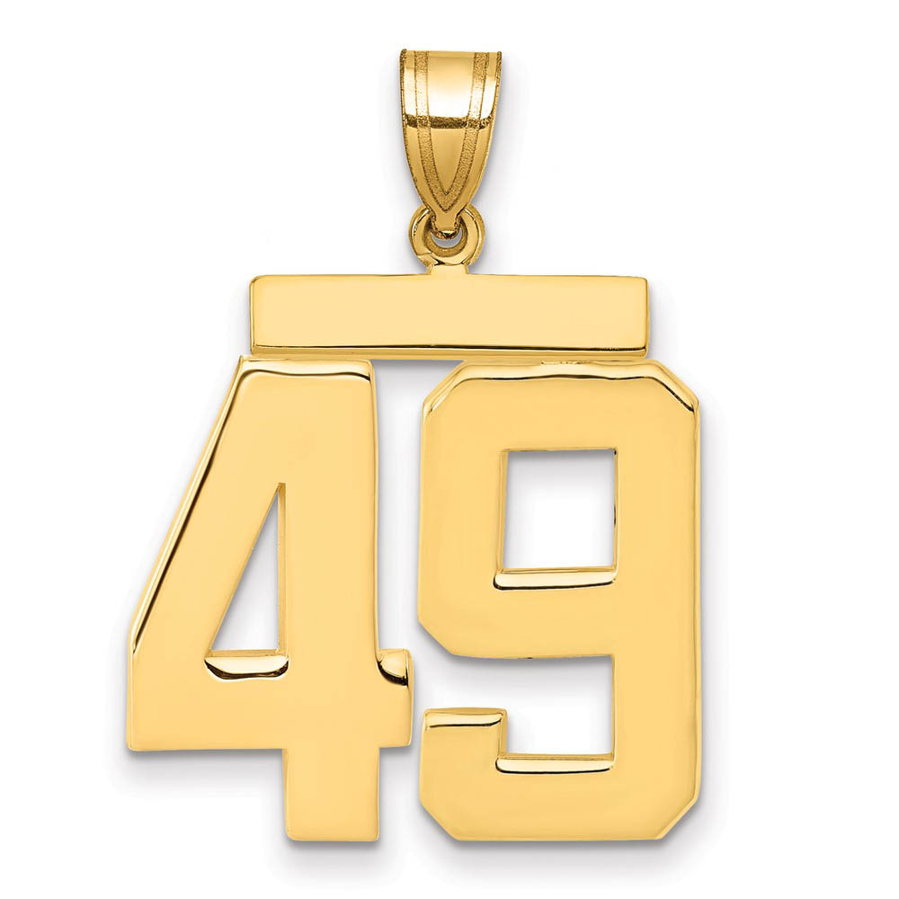 14k Yellow Gold, Athletic Collection, Polished Number 49 Pendant