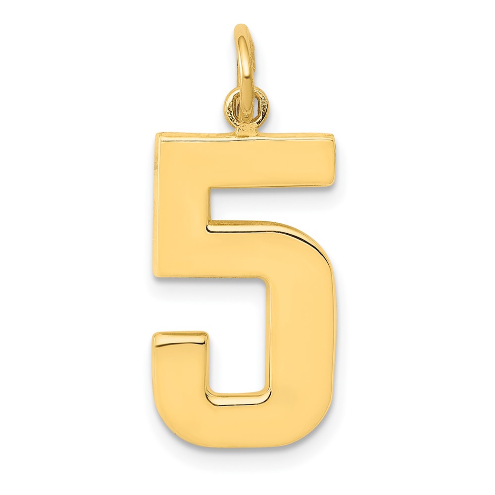14k Yellow Gold, Athletic Collection, Polished Number 5 Pendant