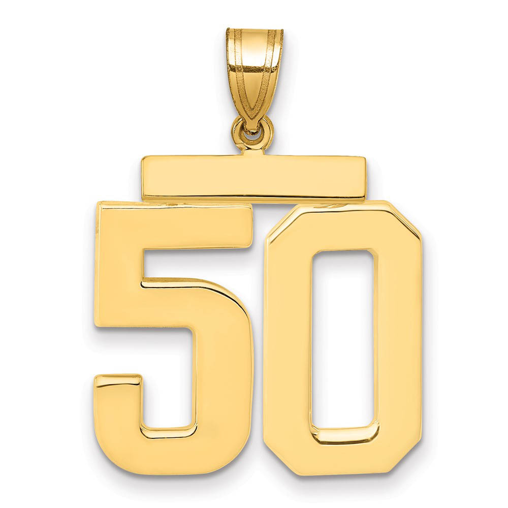 14k Yellow Gold, Athletic Collection, Polished Number 50 Pendant
