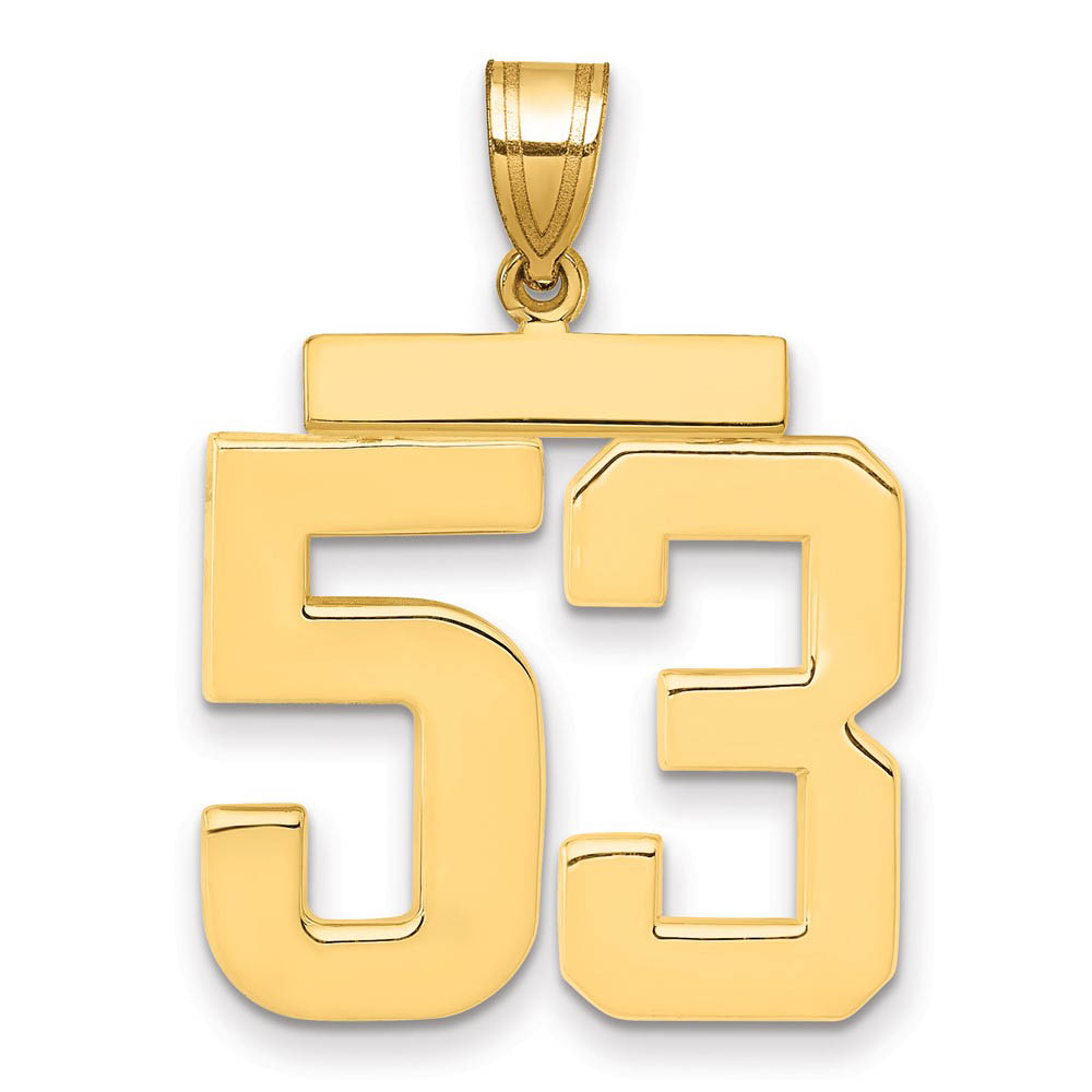 14k Yellow Gold, Athletic Collection, Polished Number 53 Pendant