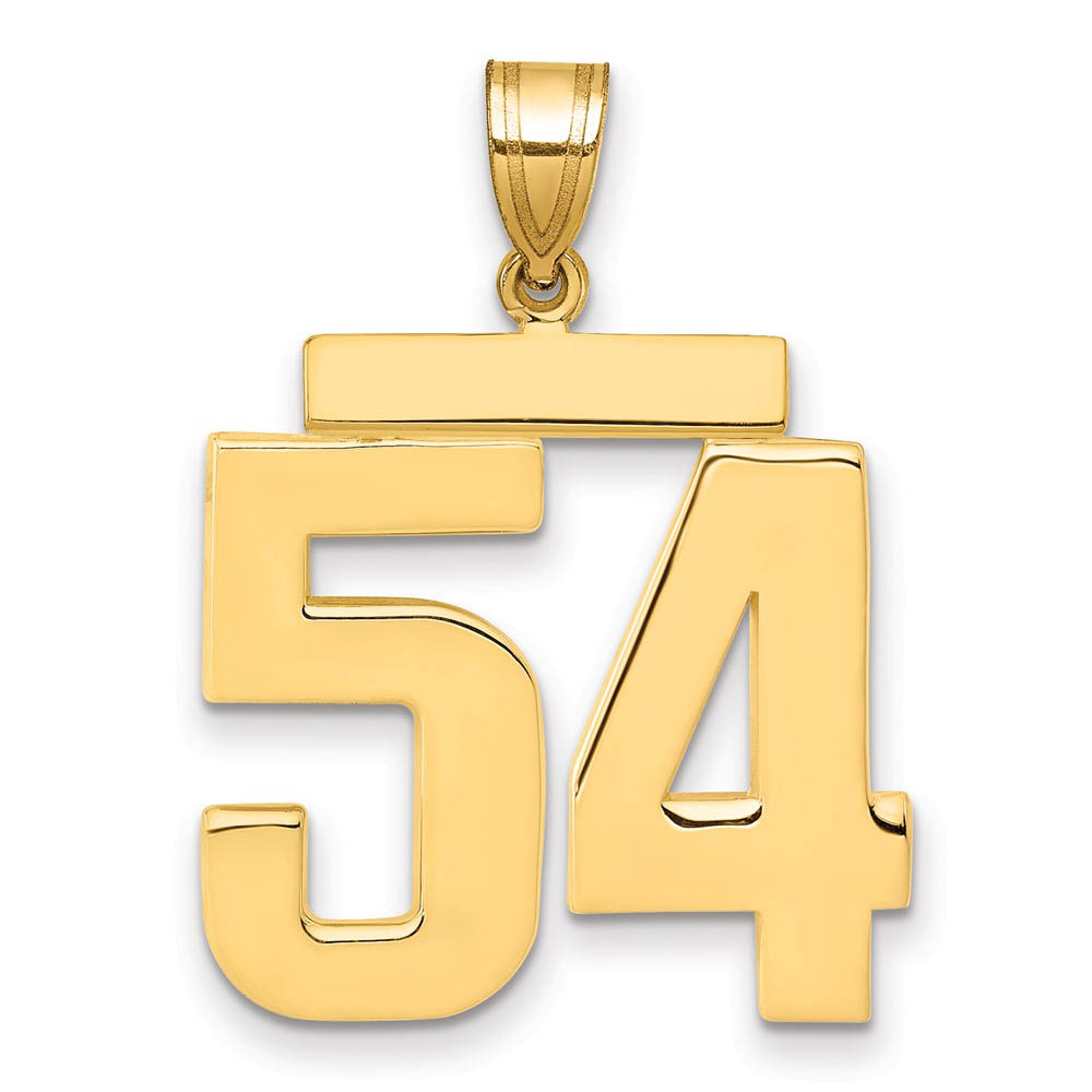 14k Yellow Gold, Athletic Collection, Polished Number 54 Pendant