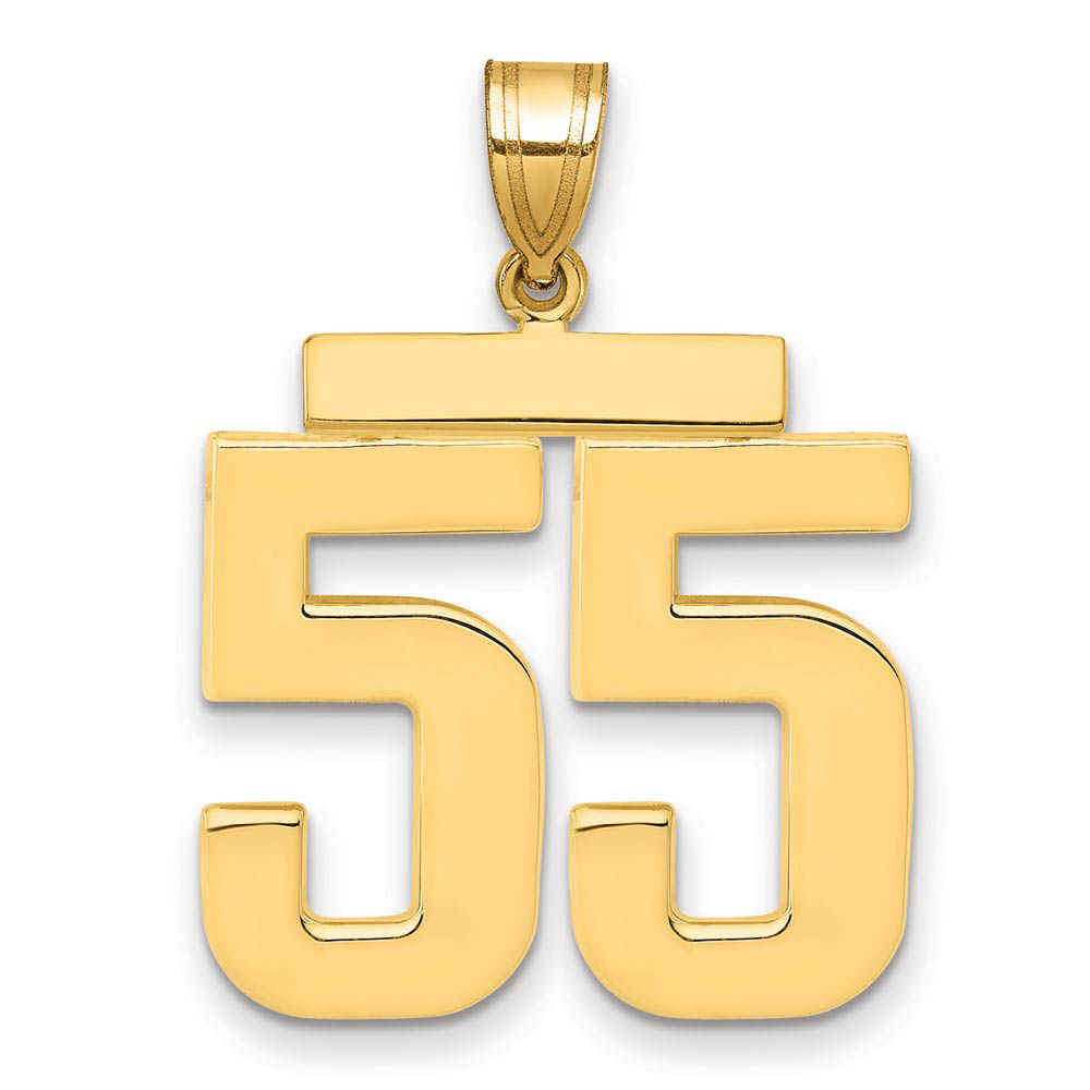 14k Yellow Gold, Athletic Collection, Polished Number 55 Pendant