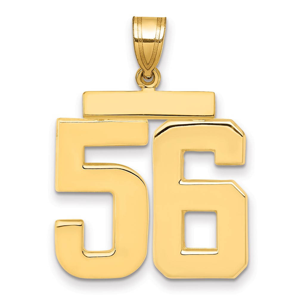 14k Yellow Gold, Athletic Collection, Polished Number 56 Pendant