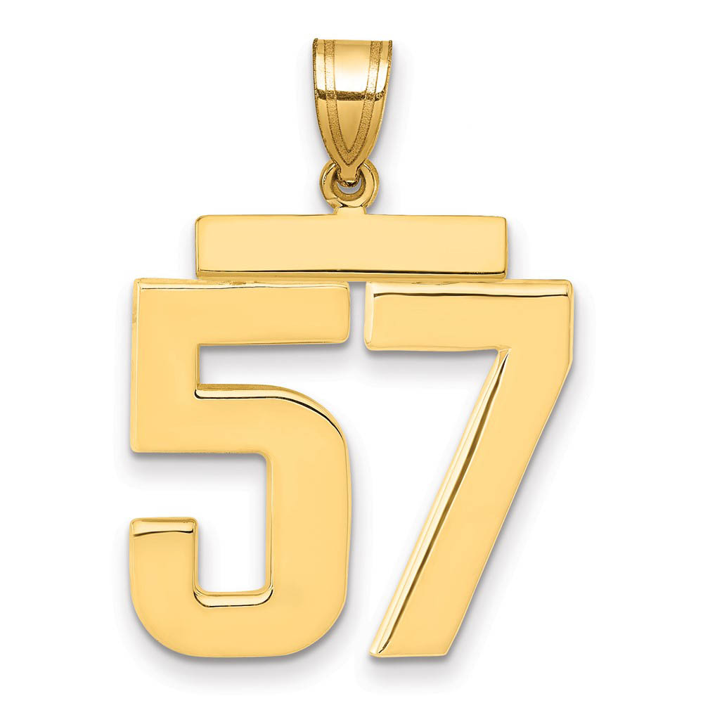 14k Yellow Gold, Athletic Collection, Polished Number 57 Pendant