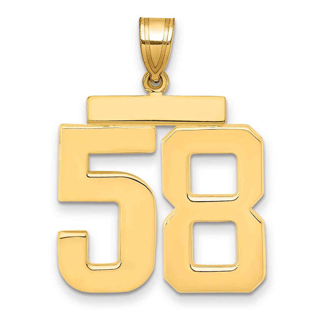 14k Yellow Gold, Athletic Collection, Polished Number 58 Pendant